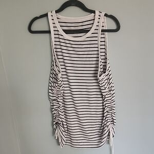 Black and White Striped Sleeveless Maternity Top